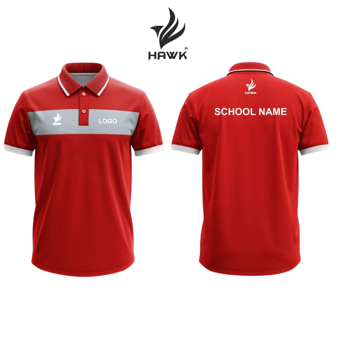 School Uniform T-Shirt House Colour Red & Grey