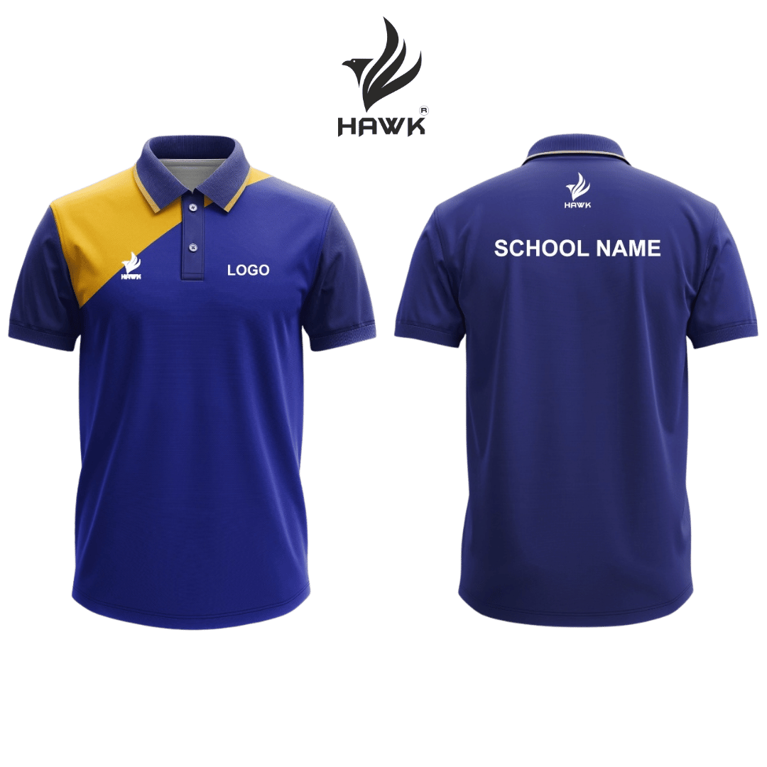 School Uniform T-Shirt House Colour Blue & Yellow